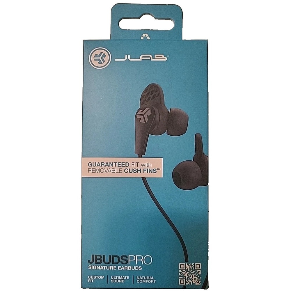 JLab JBuds Pro Signature Earbuds Black with Removeable Cush Fins